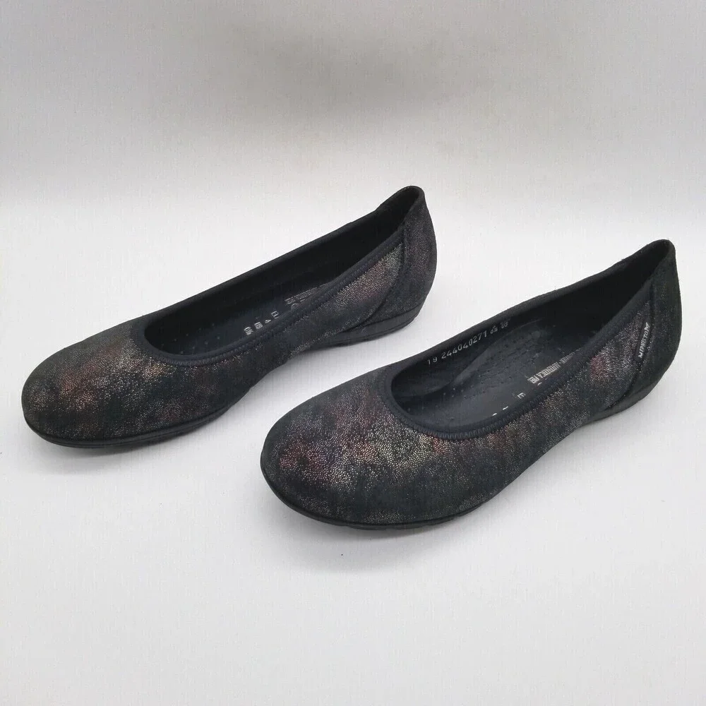 Mephisto Womens Black Glitter Round Toe Emilie  Ballet‎ Flats Size 6.5